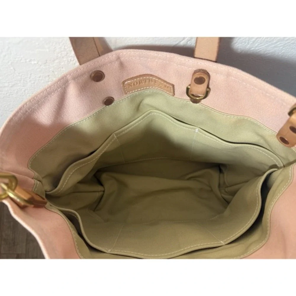 North End Bag Co The MARTIN Tote Bag Peachy Pink Canvas & Leather Trim Crossbody - Picture 11 of 15